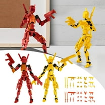 (Assembly Completed) T13 Action Figure Accessories,T13 Multi-Jointed Movable,for Collectors Desktop Decorations t-13 Movability 3D Printed Toys (Yellow Black, 5.31inch)