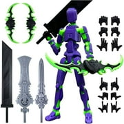 Assembly Completed T13 Action Figure Set, 3D Printed Toys Robo 13 Action Figure,Dummy 13 Titan 13 Action Figure Purple Green