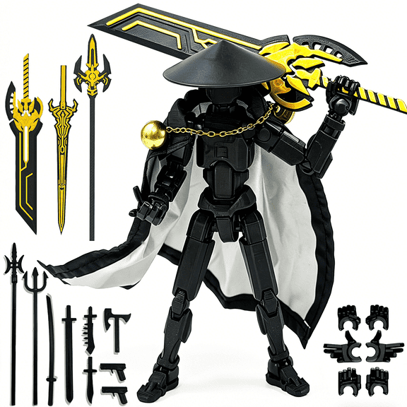 Assembly Completed Titan 13 Action Figure, Nova 13 Action Figure Desk Decor, 3D Printed Action Figure for Cloak Posing and Display Case Scenes, Black