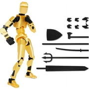 Assembly Completed Titan 13 Action Figure, T13 3D Printed Gold Robot Figure, Multi-Jointed Movable Articulated Model, 8 Inch Collectible Desktop Decoration, 1 Pack