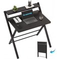 thumbnail image 1 of No Assembly Folding Desk, 2-Tier Compact Computer Desk with Shelf, Space Saving Foldable Table for Home Office, Dorm or Apartment, Portable Collapsible Sturdy Laptop Desk, White, 1 of 8