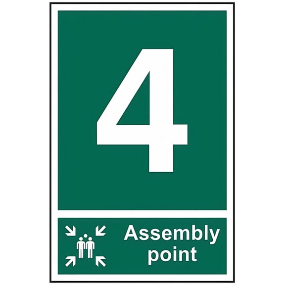 Assembly Point 4 Sign - 8"x12" Site Security Metal Sign, Notice Danger Warning Caution, Outdoor Indoor Safety Signage