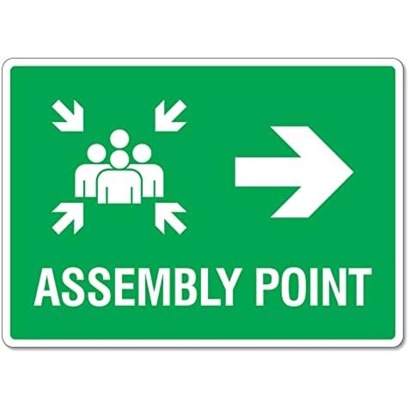 Assembly Point - Right Arrow Directional Metal Tin Sign 8x12 Inches