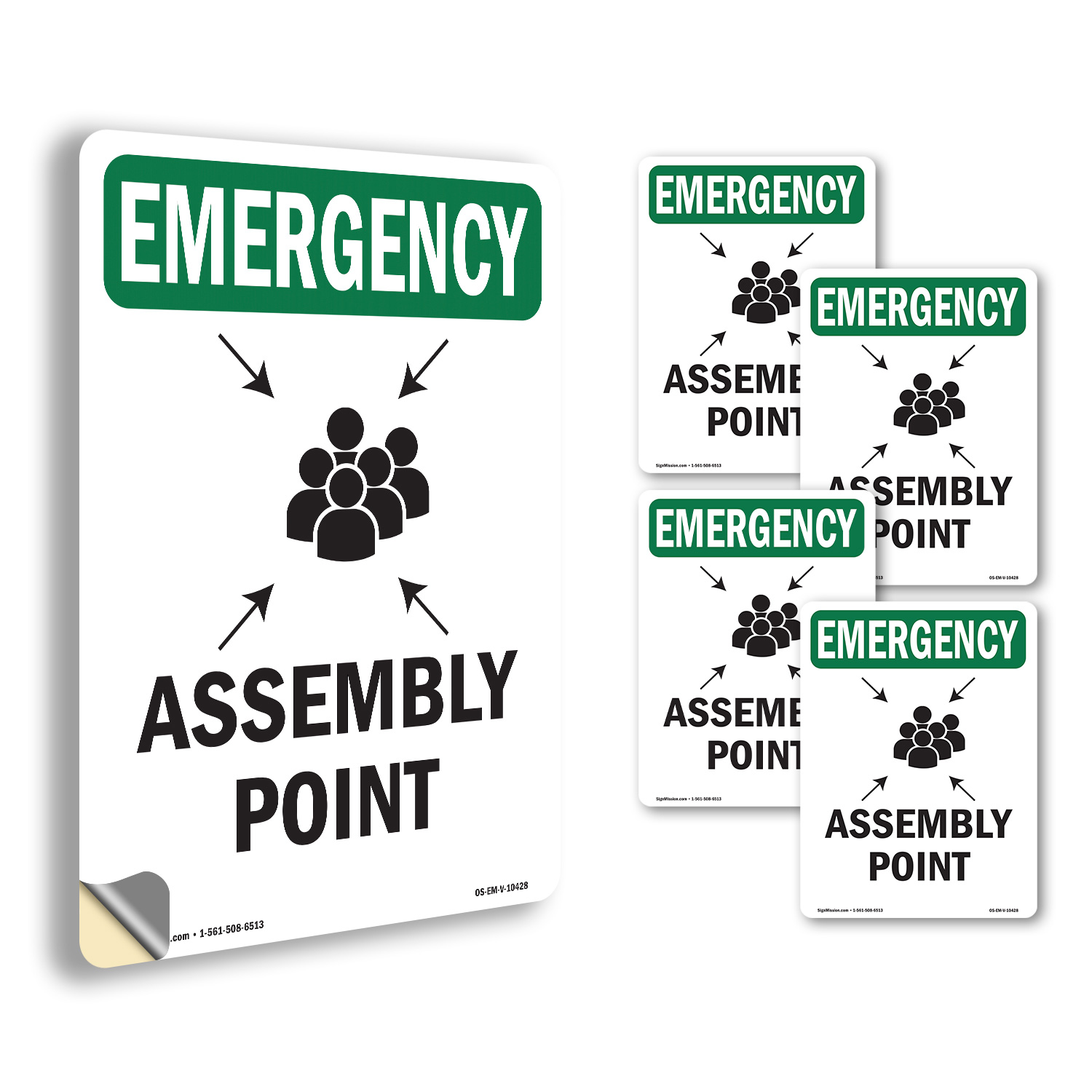 Assembly Point With Symbol OSHA Emergency Vinyl Decal Label 10 Inch x 7 ...