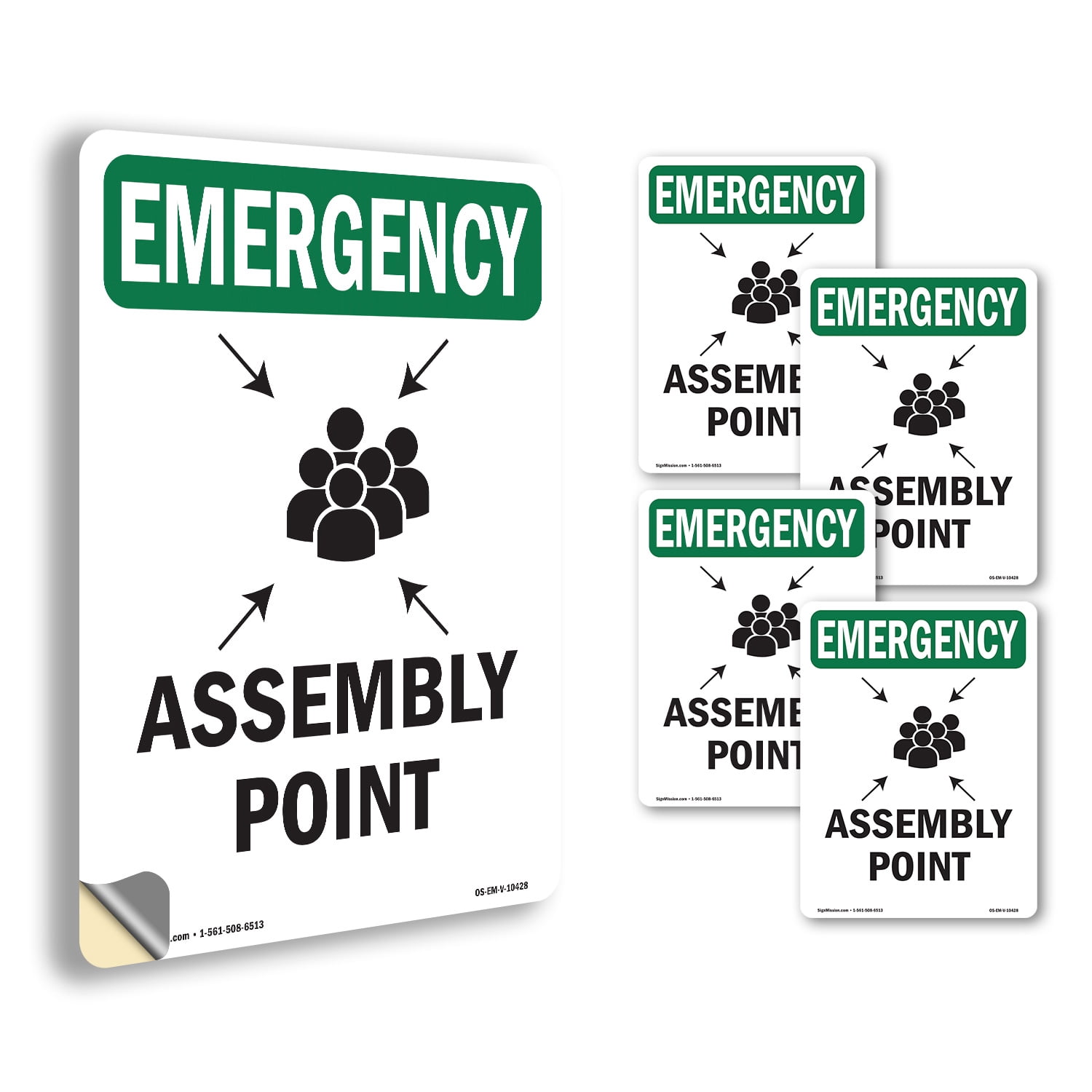 Assembly Point With Symbol OSHA Emergency Vinyl Decal Label 18 Inch x ...