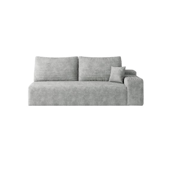 No Assembly Required 3-Seater Left Sectional Sofa Couch in Plush Corduroy, Antique Grey - Cloud-Like Comfort, Space-Maximizing Design for Living Rooms & Apartments