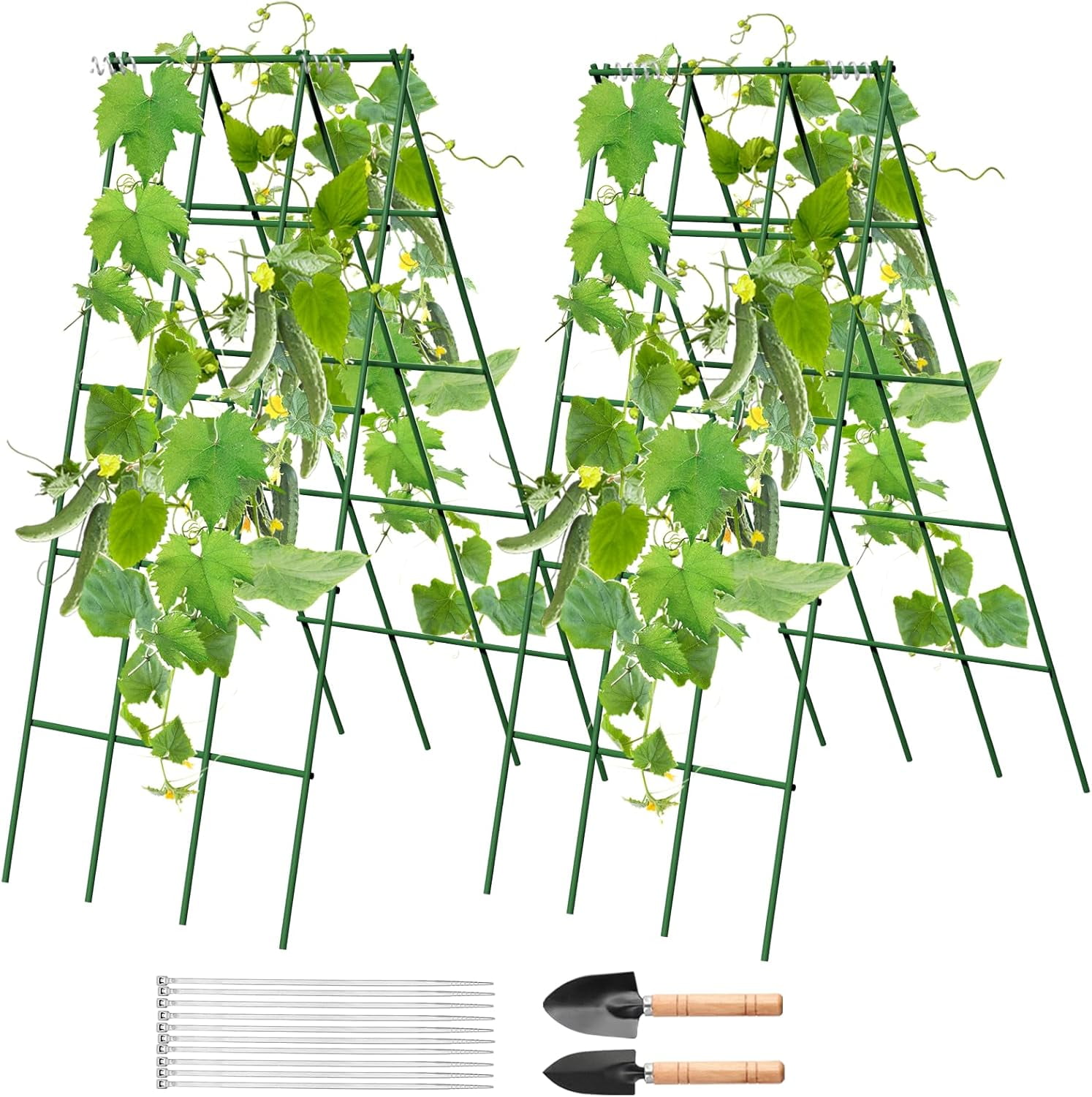 No Assembly Required Cucumber Trellis,2 Pack Trellis for Cucumbers,Outdoor Raised Bed Climbing Plant Support,A-Frame Garden Frame,Used for Vegetables,peas,Tomatoes,Squash,Melon and Fruit Frame