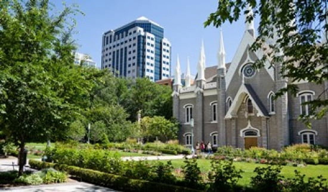 Assembly hall in a city Salt Lake Assembly Hall Temple Square Salt Lake City Utah USA Canvas Art - Panoramic Images (40 x 24)