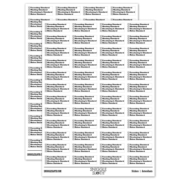 Assessment Standard Checklist Teacher Student School Sticker Set - White - Gloss Finish - 1.25" Mini
