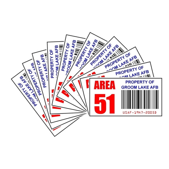 Asset Tag - Property of Area 51, Set of 10