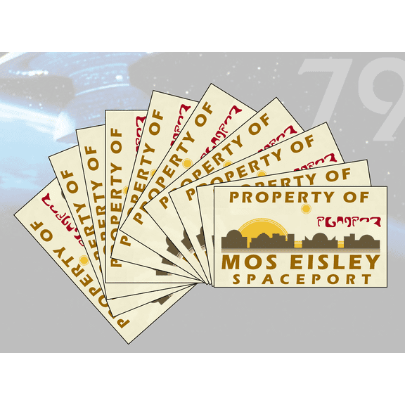 Asset Tag - Property of Mos Eisley Spaceport - Set of 10