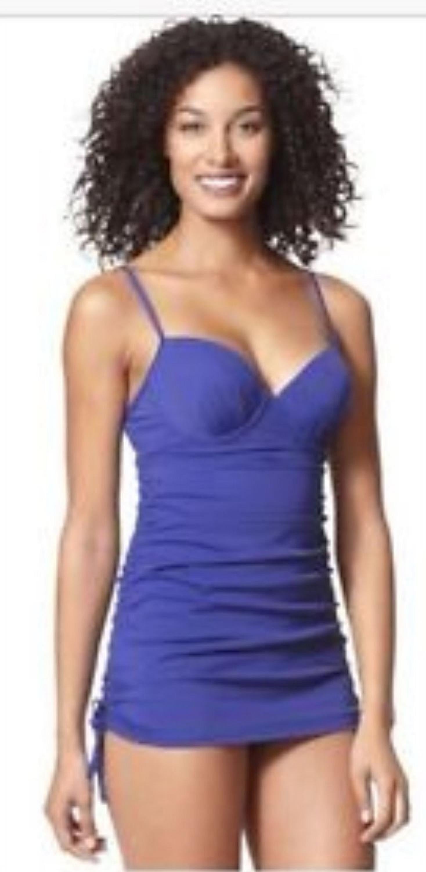Assets 1714 One-piece Shirred Underwire Push up Power Swim Suit Dress  (Small)
