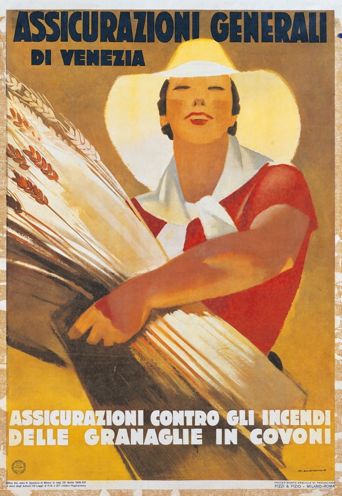 Assicurazioni Generali Di Venezia (Against Sheaf Wheat Fires) Canvas Art - (24 x 36)