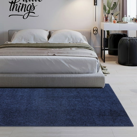 Assile 11' x 15' Large Area Rug for Living Room, Non Slip Backing High Pile Rug Shaggy Fluffy Area Rug for Bedroom Fuzzy Floor Carpet for Office, Navy