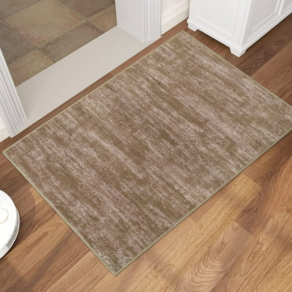 Assile 2' x 3' Modern Accent Rug, Indoor Low-Pile Throw Carpet, Washable Non-Slip Area Rug for Living Room Bedroom Laundry,Taupe