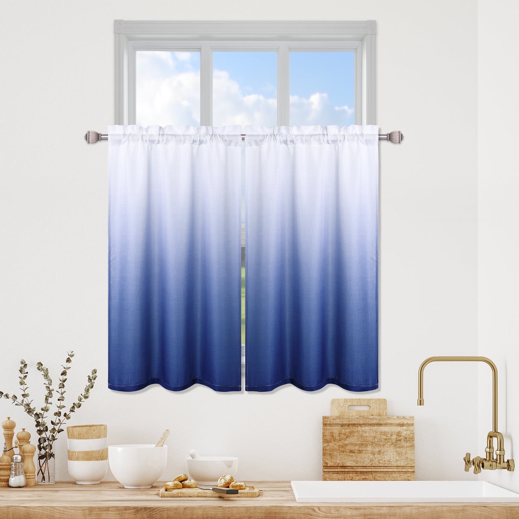 Assile 26 x 36 Inch Short Curtains Gradient Window Curtains Room