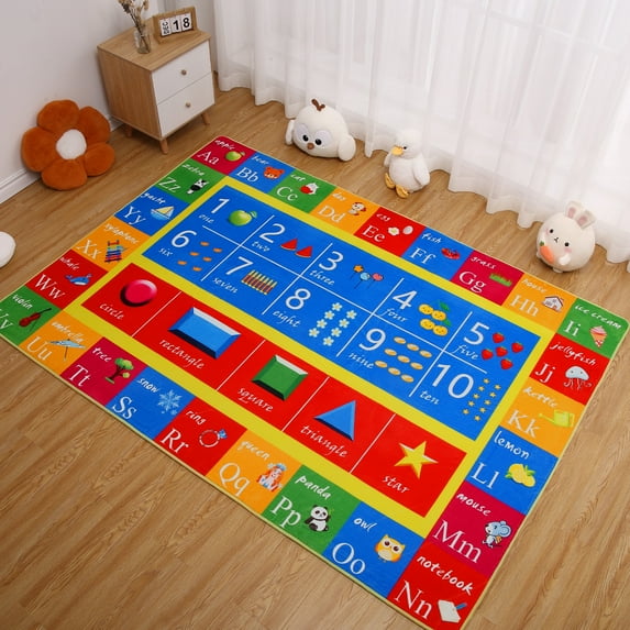 Assile 5'x 7' ABC Educational Area Rug Kids Rugs Soft Velvet Educational Area Rug for Children Bedroom Nursery Playroom Classroom