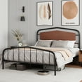 thumbnail image 1 of Assile Queen Size Metal Platform Bed Frame with Wood Headboard & 11" Under Bed Storage, No Box Spring Needed, Noise-Free, Walnut, 1 of 7
