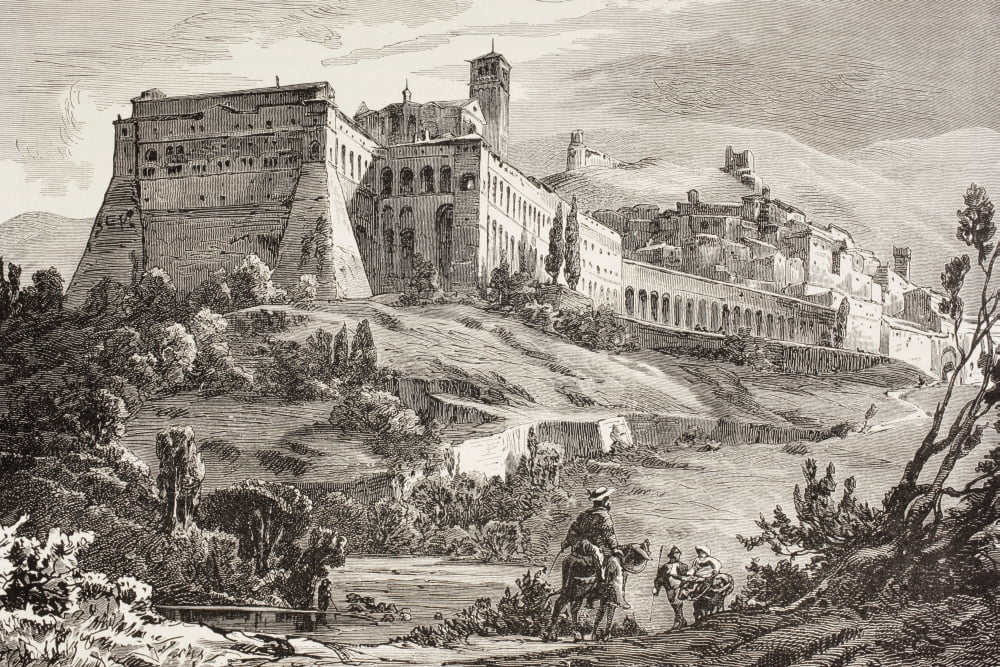 Assisi Italy In The Late 19Th Century From El Mundo Ilustrado Published Barcelona Circa 1880 Canvas Art - Ken Welsh Design Pics (18 x 12)