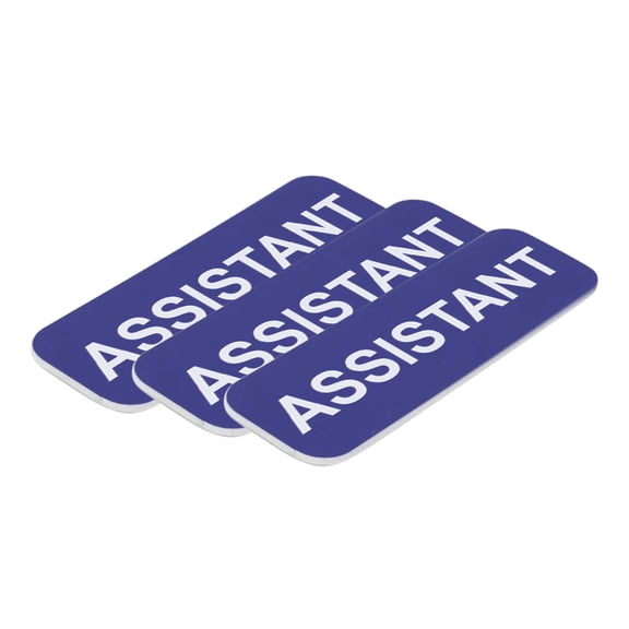 Assistant 1 x 3" Name Tag/Badge, Blue, (3 Pack)