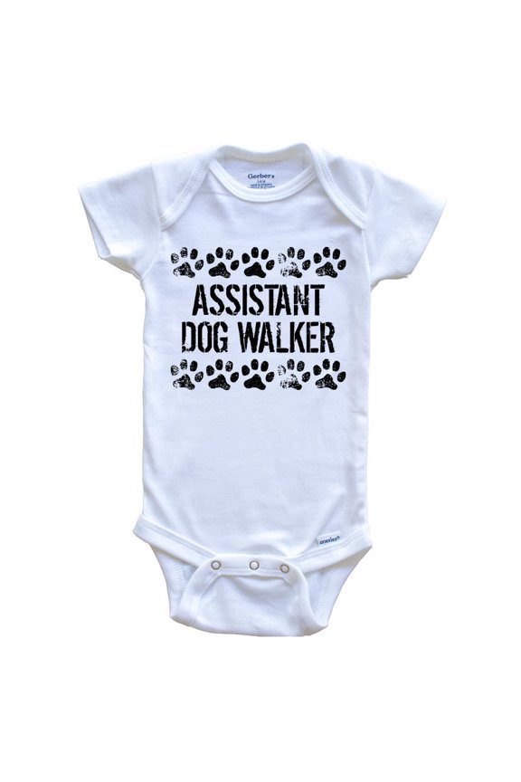 Assistant Dog Walker Funny Baby Bodysuit - Dog Baby Bodysuit For Kids, 3-6 Months White