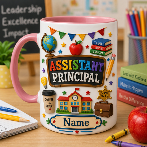 Assistant Principal Mug Personalized Coffee Cup, Custom School Admin Gift with Name
