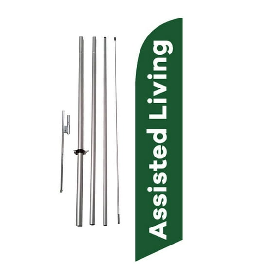 Assisted Living Senior Homes 15' Feather Banner Swooper Flag Kit w/ pole+spike