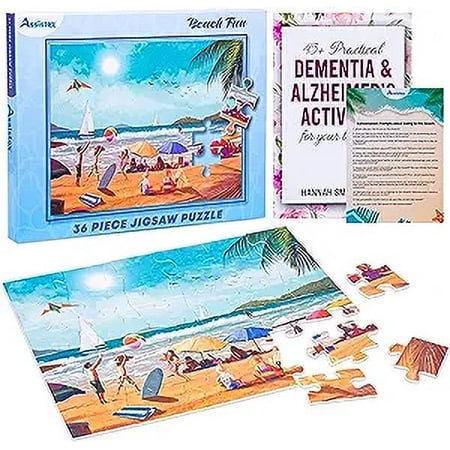 Assistex Dementia Jigsaw 36 Large Puzzle for Seniors - Alzheimer's Activity for Adults with Conversation Prompts - Best Memory Game for Patiens in Nursing Home - Build in Box Activities for Elderly