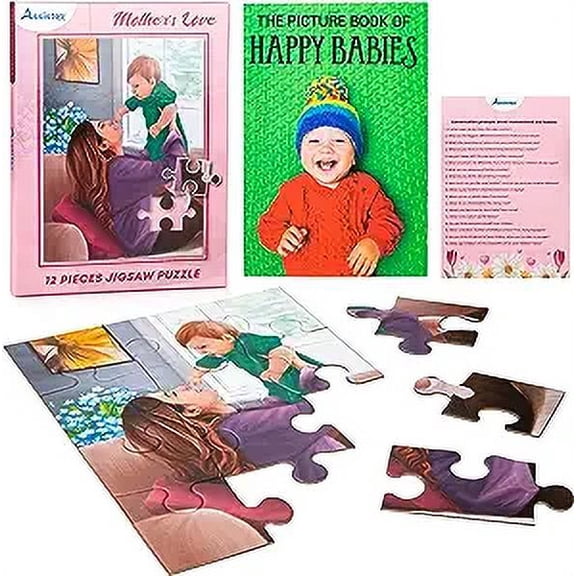 Assistex Dementia Puzzle 12 Large Pieces Jigsaw ? Build in Box Dementia Activity for Seniors ? Dementia Game for Elderly with Conversation Prompts ? Dementia Gift Alzheimer's Puzzle (Mother's Love)
