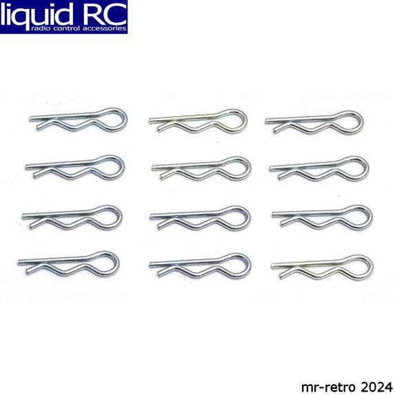 Associated 21173 Silver bent Body Clips 17.3mm long 1mm wire (10)