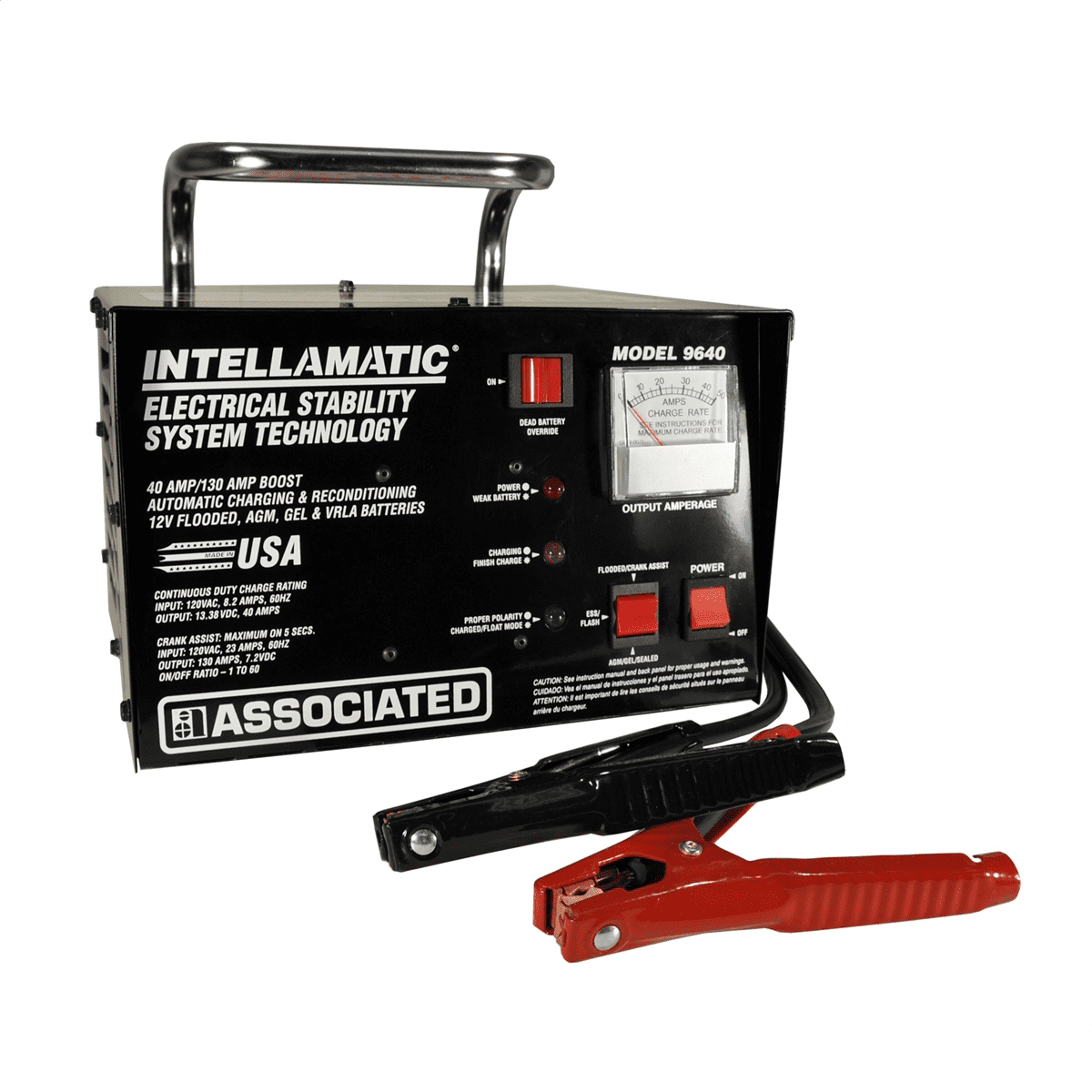 Associated 9640 Automatic Bench Battery Charger-12v/40a With Override Switch