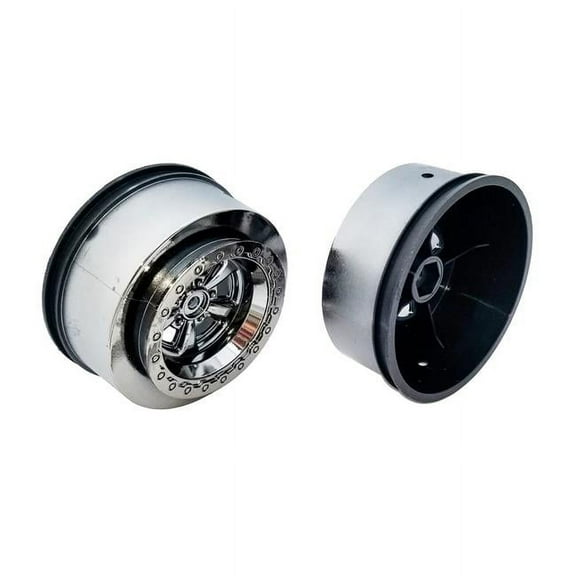 Associated Electrics ASC71076 Drag Rear Wheels, 2.2 in & 3.0 12 mm Hex, Black Chrome