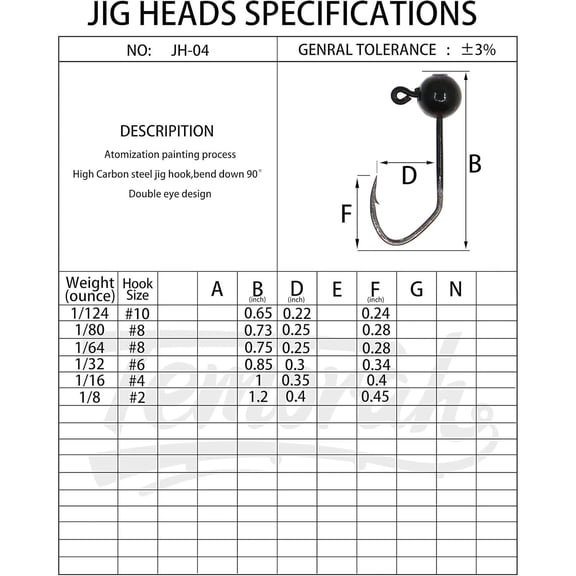 Assorted 1/64 OZ 50PCS Fly Tying Sickle Jig Heads