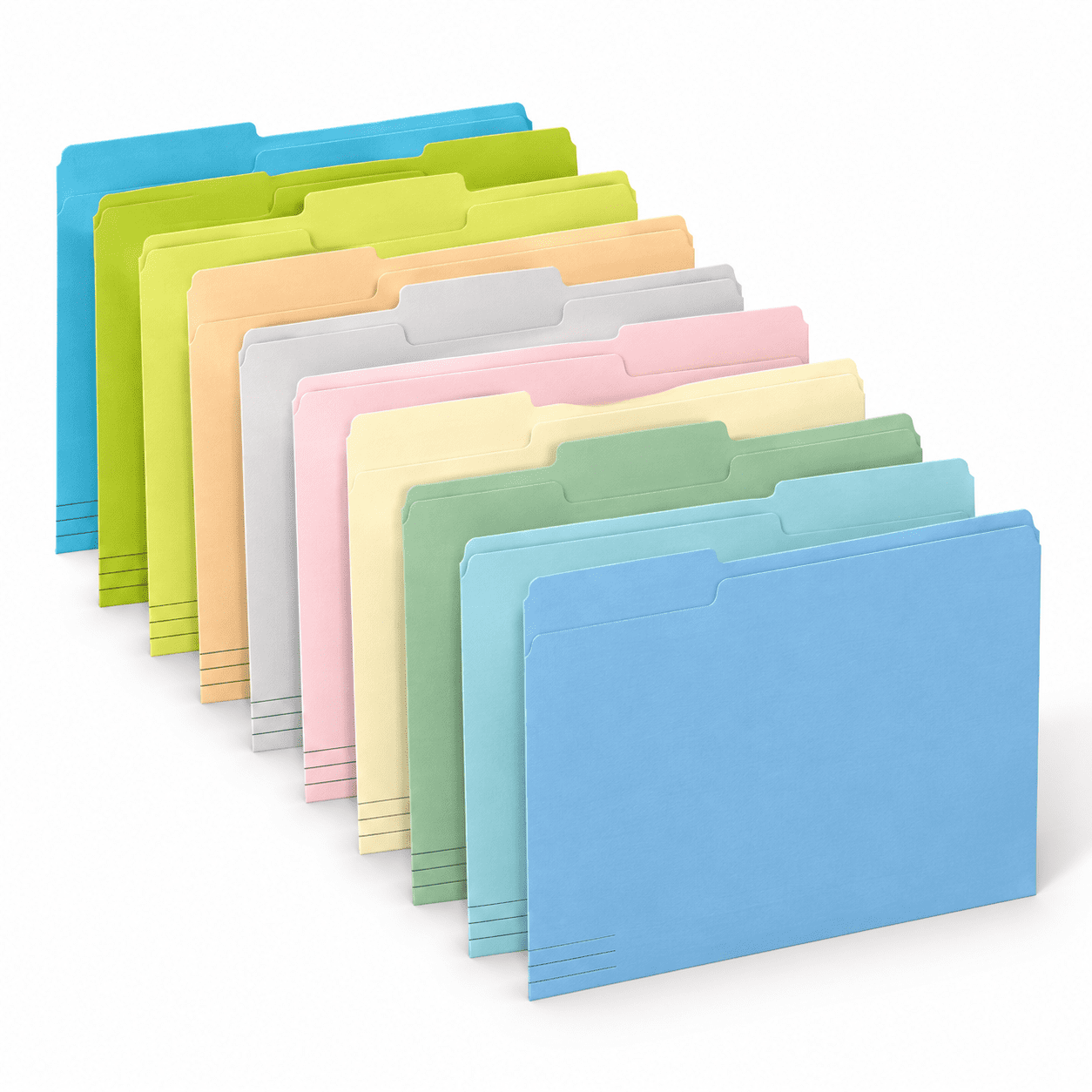 Assorted 10 Colors 250 Pack Letter Size 1/3 Cut Tab Manila File Folders ...
