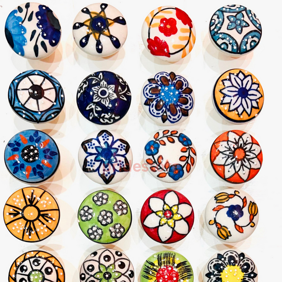 Assorted 10 Pcs Ceramic Knobs Blooming Beauty for Your Space! with Bolts, Nuts and Washers