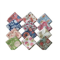 Assorted 10 Pcs Napkins Set 10x10 Inch Hand Block Floral Printed 100% Cotton Bohemian Mix and Match Reusable Cocktail Table Cloth Dinner Napkins
