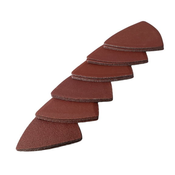 Assorted 30 Pack 80mm Triangle Sandpaper Sheets 80 to 400 Grit Aluminum Oxide Abrasive Discs Compatible with 3-1/8 Inch Oscillating Multi-Tool Pads for Woodworking Metal Glass Plastic Polishing