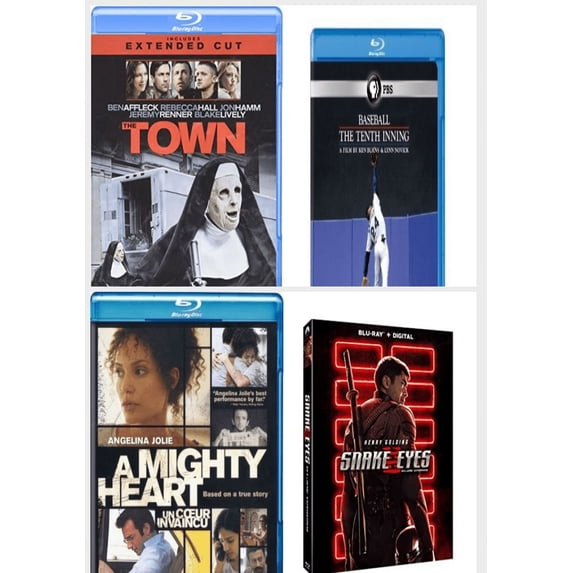 Assorted 4 Pack Blu-Ray Bundle: Town, The Rpkg/BD, Baseball: The Tenth Inning, A mighty Heart Blu-ray, 2007, Bilingual Packaging, Snake Eyes: G.I. Joe Origins