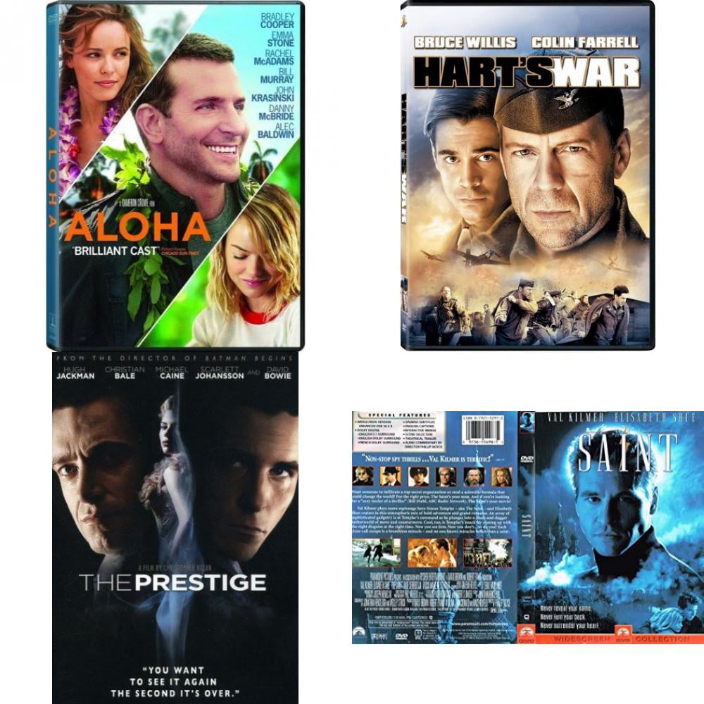 Assorted 4 Pack DVD Bundle: Aloha, Harts War, The Prestige, The