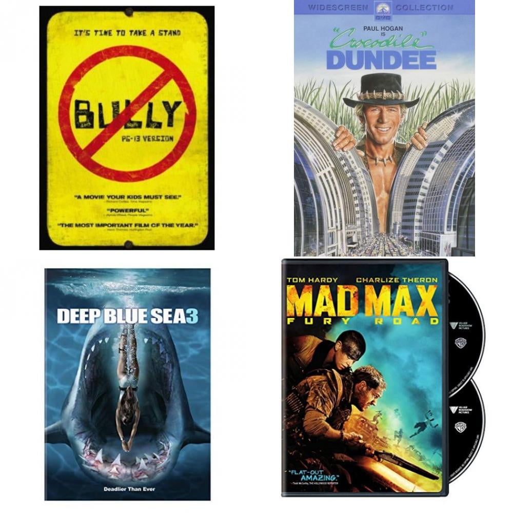 Assorted 4 Pack DVD Bundle: Bully, Crocodile Dundee, Deep Blue Sea 3, Mad Max: Fury Road