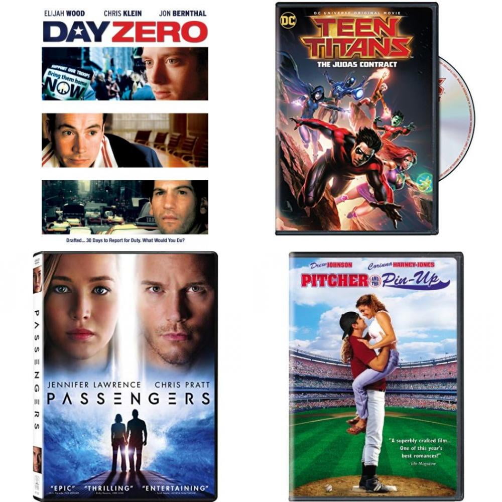 Assorted 4 Pack DVD Bundle Day Zero, Teen Titans Judas Contract