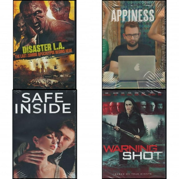 Assorted 4 Pack DVD Bundle: Disaster L.A. :The Last Zombie Apocalypse Begins Here : Appiness : Safe Inside : Warning Shot