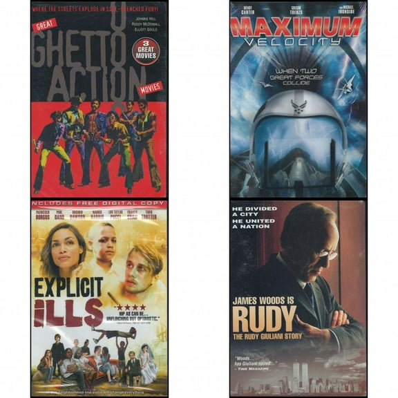 Assorted 4 Pack DVD Bundle: Great Ghetto Action Movies  : Maximum Velocity  : Explicit Ills : Rudy - The Rudy Giuliani Story