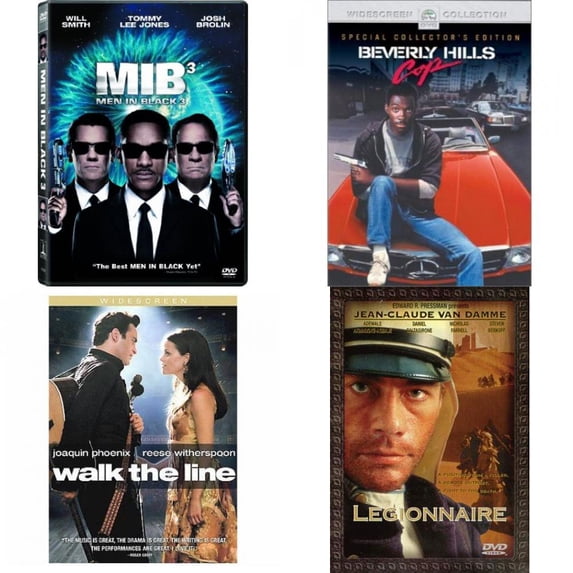 Assorted 4 Pack DVD Bundle: Men in Black 3, Beverly Hills Cop, WALK THE LINE, Legionnaire