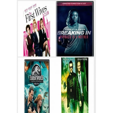 Assorted 4 Pack DVD Bundle: The First Wives Club, Breaking In, Jurassic World: Fallen Kingdom, Bon Cop Bad Cop