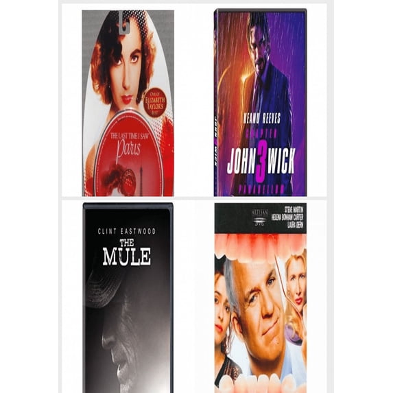 Assorted 4 Pack DVD Bundle: The Last Time I Saw Paris, John Wick: Chapter 3 – Parabellum, The Mule, NOVOCAINE