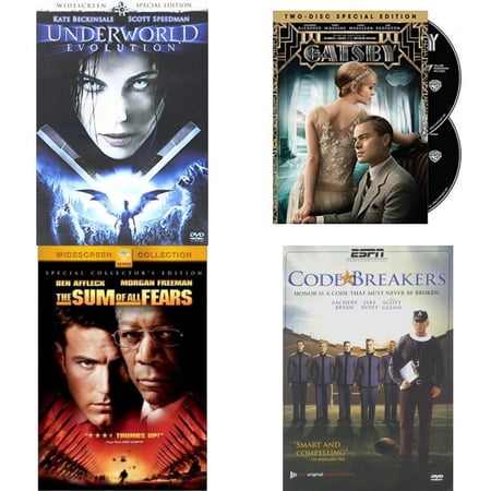 Assorted 4 Pack DVD Bundle: Underworld: Evolution, The Great Gatsby, The Sum of All Fears, Code Breakers