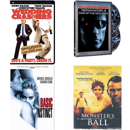 Assorted 4 Pack DVD Bundle: Wedding Crashers, Terminator 3 - Rise of the Machines, Basic Instinct, Monsters Ball