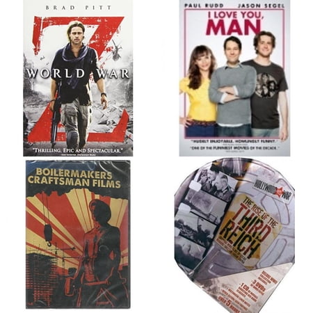 Assorted 4 Pack DVD Bundle: World War Z, I Love You Man, Boilermakers Craftsman Films, WWII RISE OF THE THIRD REICH
