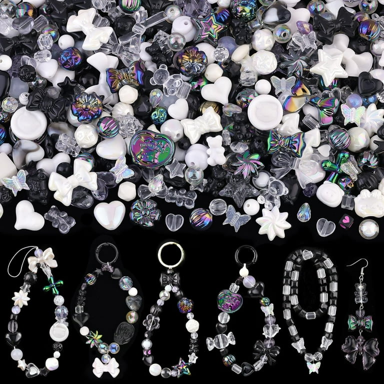 Assorted Acrylic Beads, 170-230PCS Black Cute Beads for Bracelet